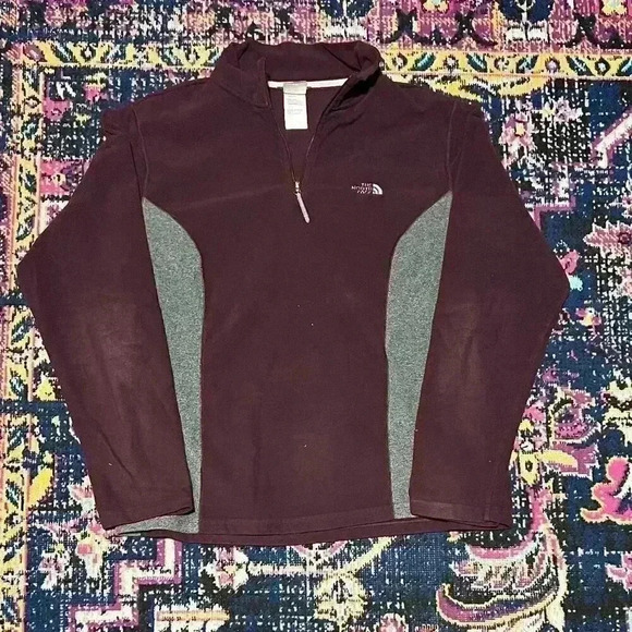The North Face Men’s Maroon Fleece Quarter  Zip Pullover Shirt Size X-Large - Picture 1 of 2